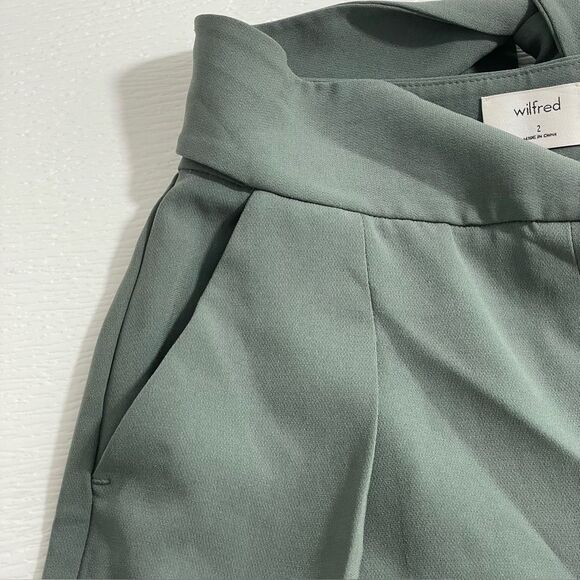 Aritzia Wilfred Feuille High Waisted Tie Front Pants Green Size 2 - Picture 6 of 10